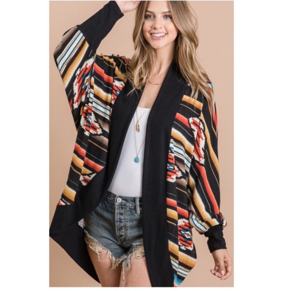 Aztec print open cardigan 🧡